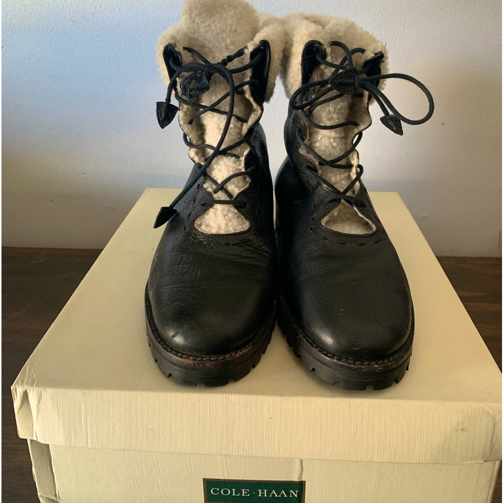 Cole Haan Shearling Leather Lace Up Boot